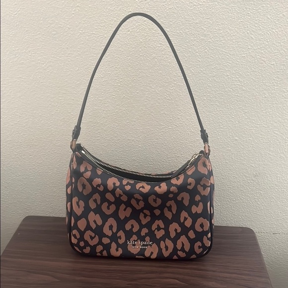 Kate Spade Leopard Print SAM Shoulder Bag - Black and Brown - Picture 2 of 6